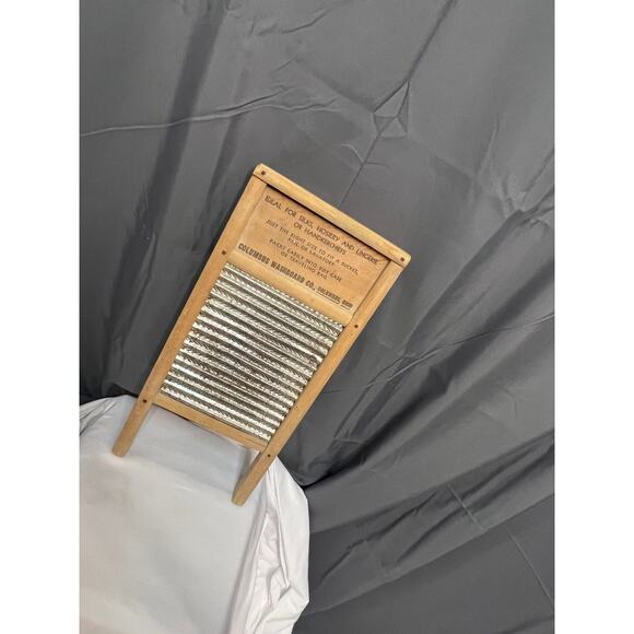 Set of 2 Vtg. Small Wooden Columbus Dubl Handi Galvanized Metal Washboards - Picture 5 of 16